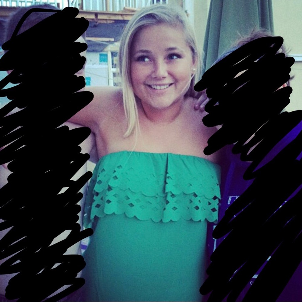 Green strapless top